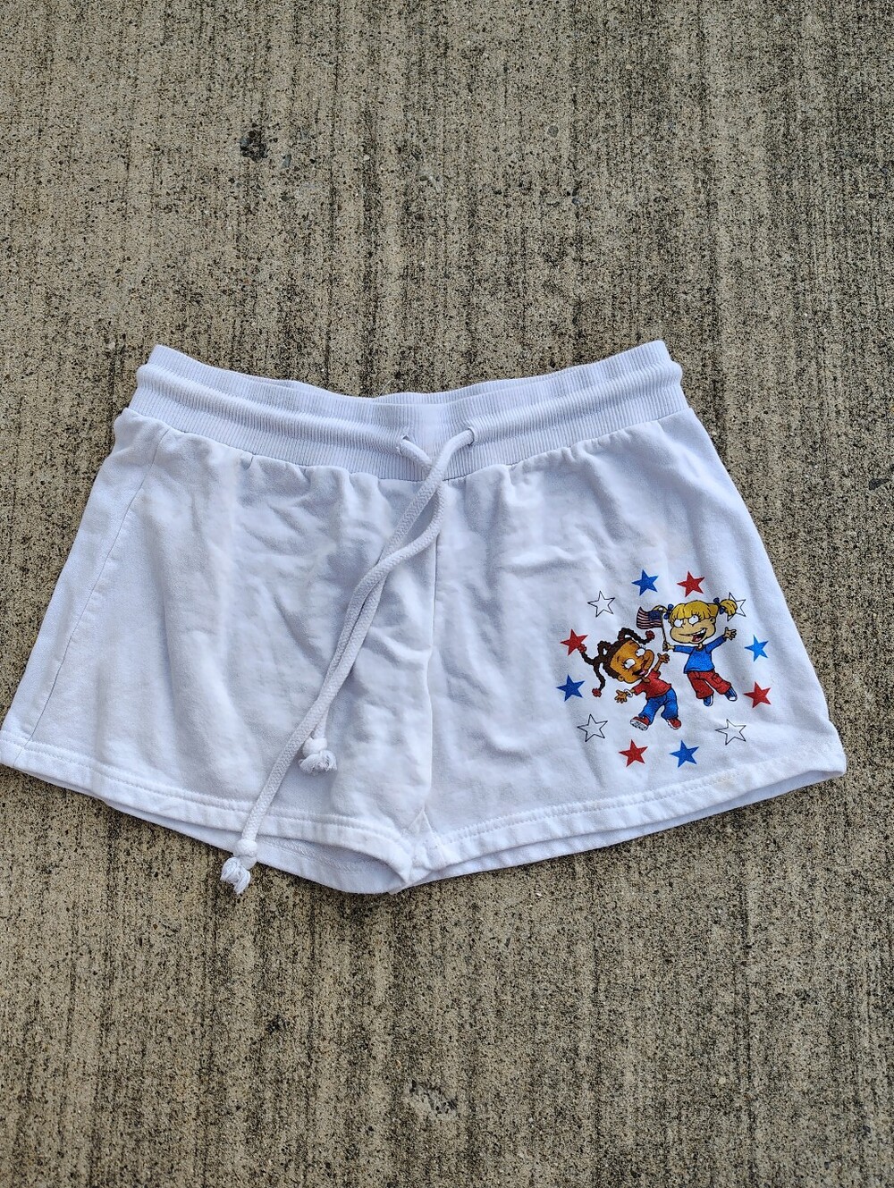 Womens (Jrs) Patriotic White Rugrats Lounge Shorts Size 7-9